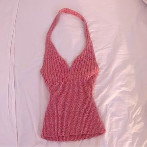 Guess Pink Halter Knit Top